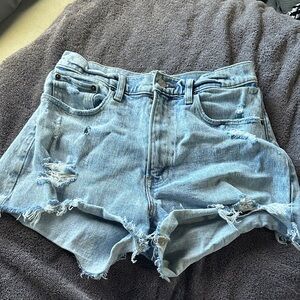 Abercrombie & Fitch Light Blue Distressed Jean Shorts